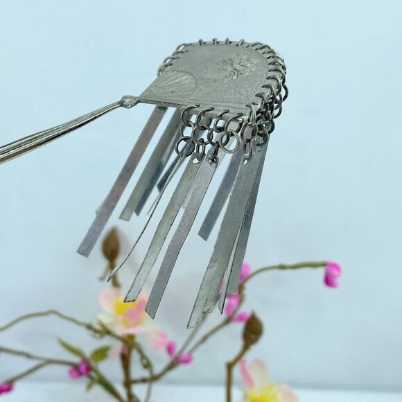Silver Metal Kanzashi Ogi Bira Traditional Hair Accessory Nihongami GS516 main image 5